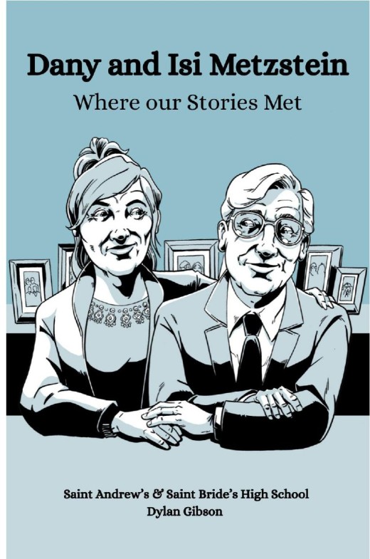 Cover of the comic Dany and Isi Metzstein: Where our Stories Met, showing an illustrated portrait of Dany and Isi.