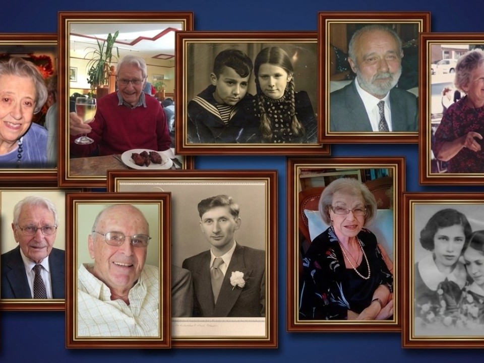 Collage of portrait photographs of Holocaust refugees who came to Scotland.