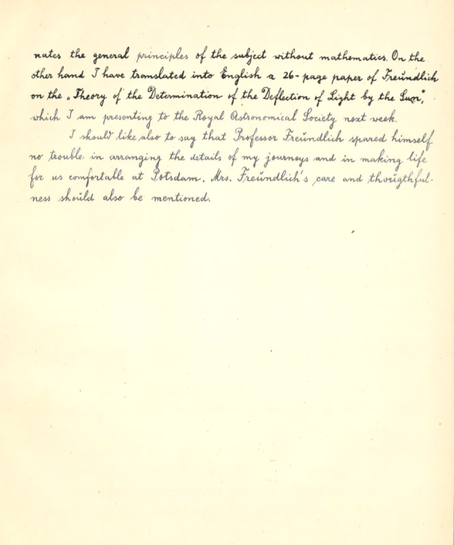 letter from Prof Milne