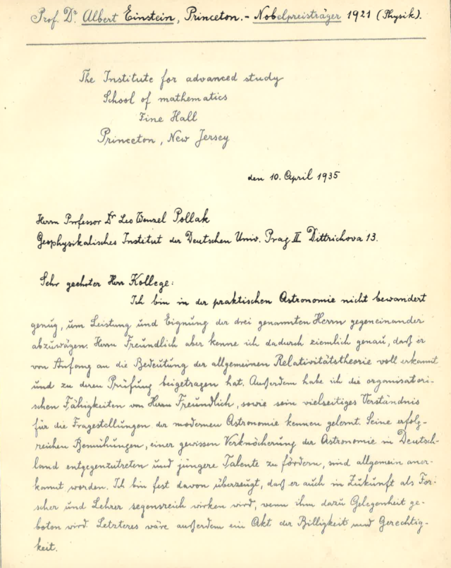 letter from Einstein