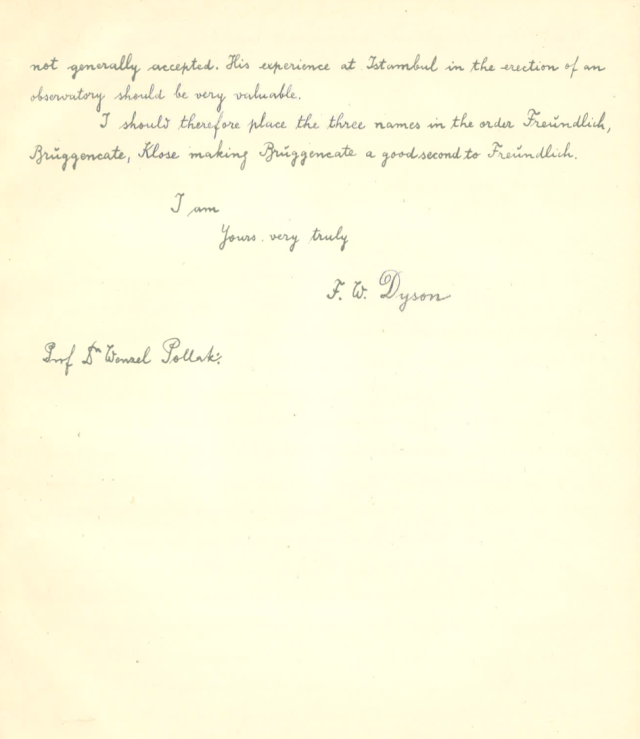Letter from Dyson, Renate’s Book Of Letters