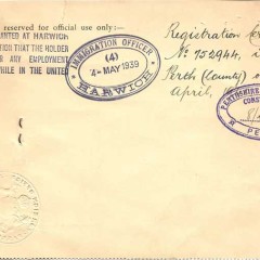 Landing card, reverse