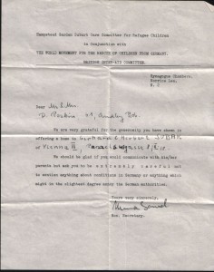 letter to the Peskins thanking them for accepting John