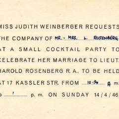 Judith Rosenberg wedding invitation