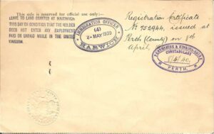 Landing card, reverse
