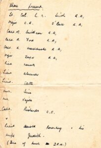 Guest list at the wedding breakfast