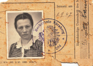 Brigitte school matriculation card 1947