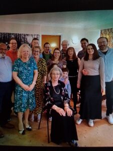Family group photo with Eva on her 90th birthday