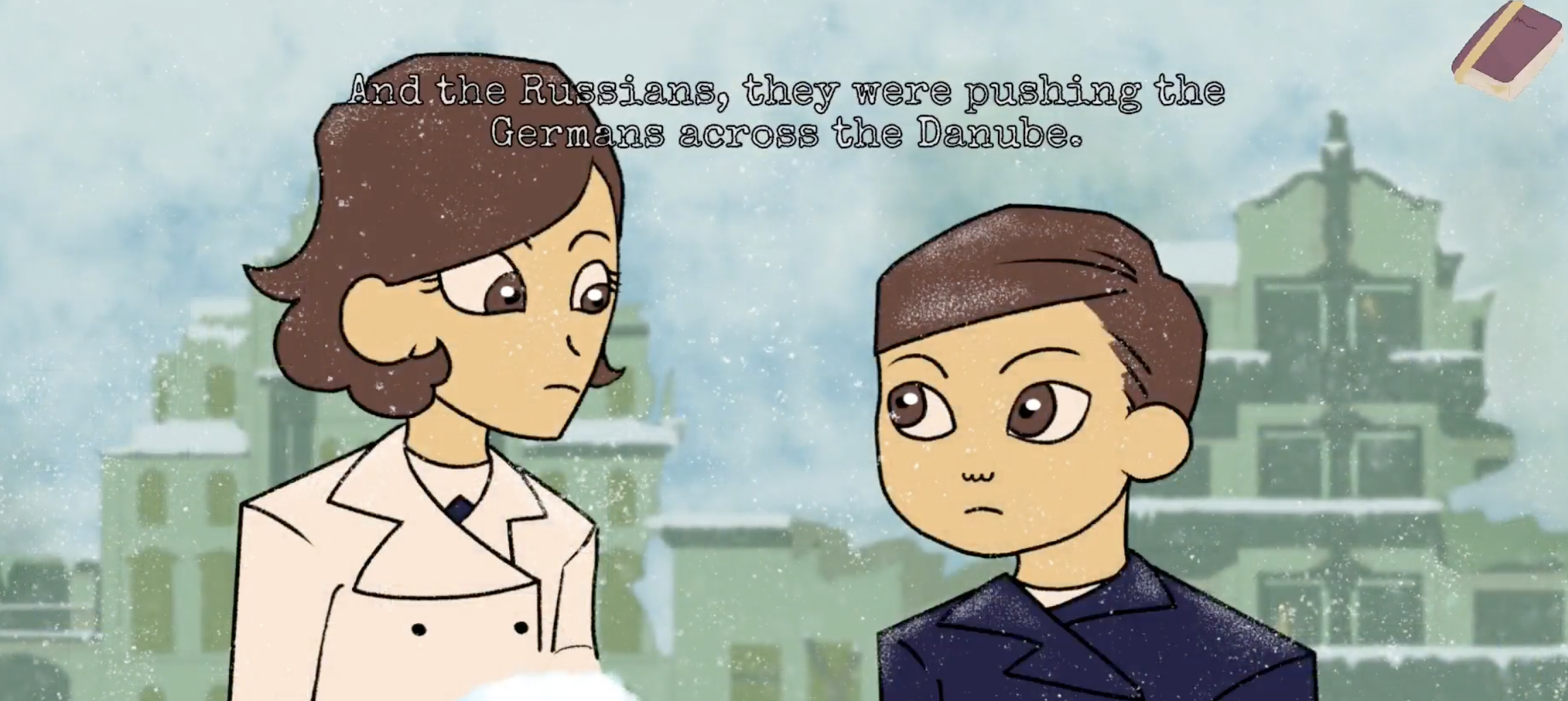 Artwork from Suzanne - The Game, depicting a puzzle platformer scene