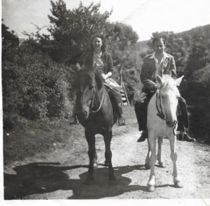 Myra riding with fiancé in Ireland 
